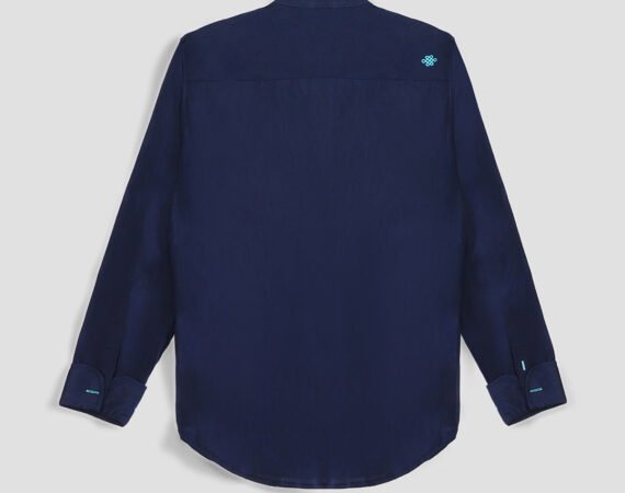 Long-Sleeve Band Collar Shirt